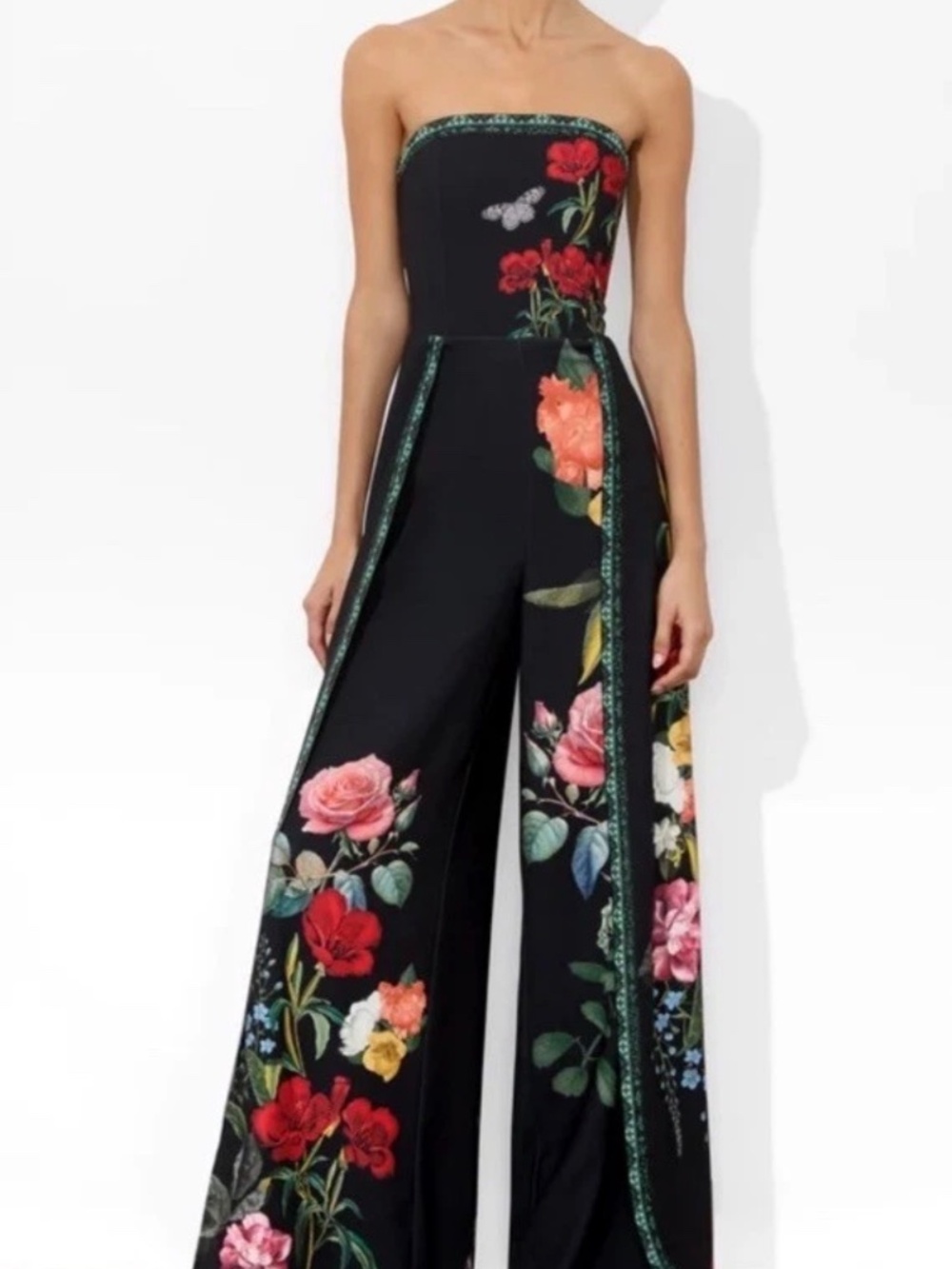 Alice + Olivia Berna Floral Strapless Jumpsuit In The Wind Side Split Leg 10 NWT - Picture 15 of 16